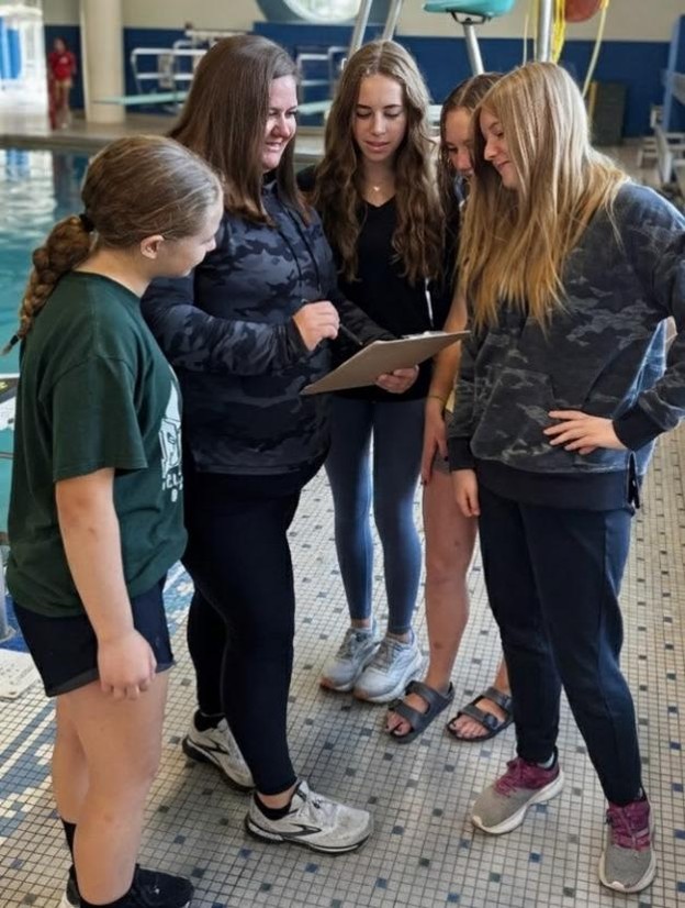 Amanda with girls overcoming mental blocks